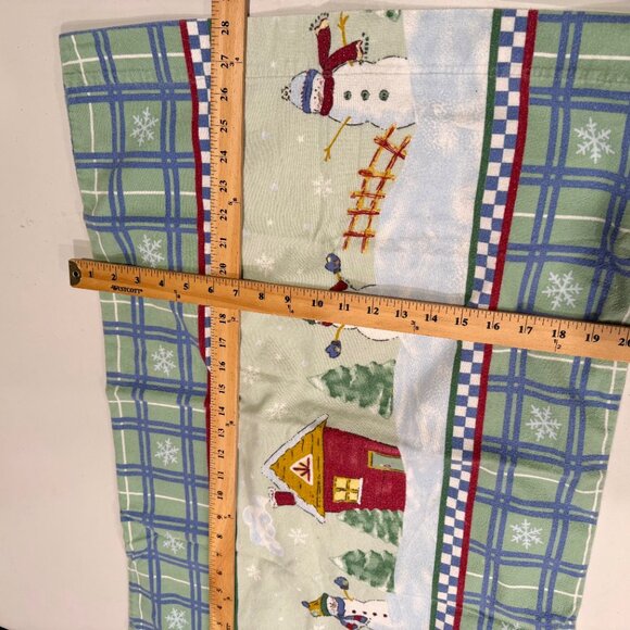 Vintage Lot 2 Christmas Snowman Checkered Pillowcases Holiday Bedding Decor - Picture 6 of 7